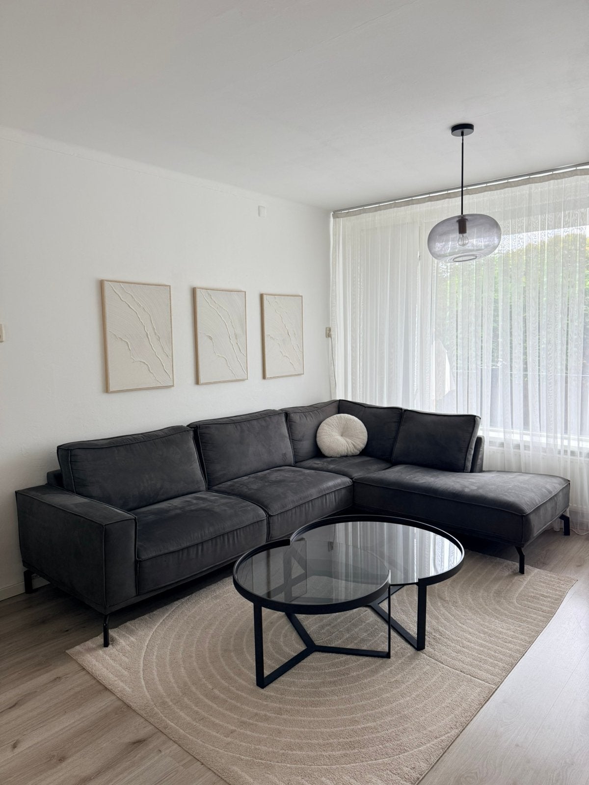 Hoekbank antraciet van profijt meubel, Ophalen, Gebruikt, Overige materialen, Suede look