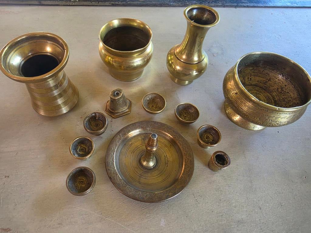 Vintage Indonesisch Sirih-set: Messing Koper, Ophalen of Verzenden