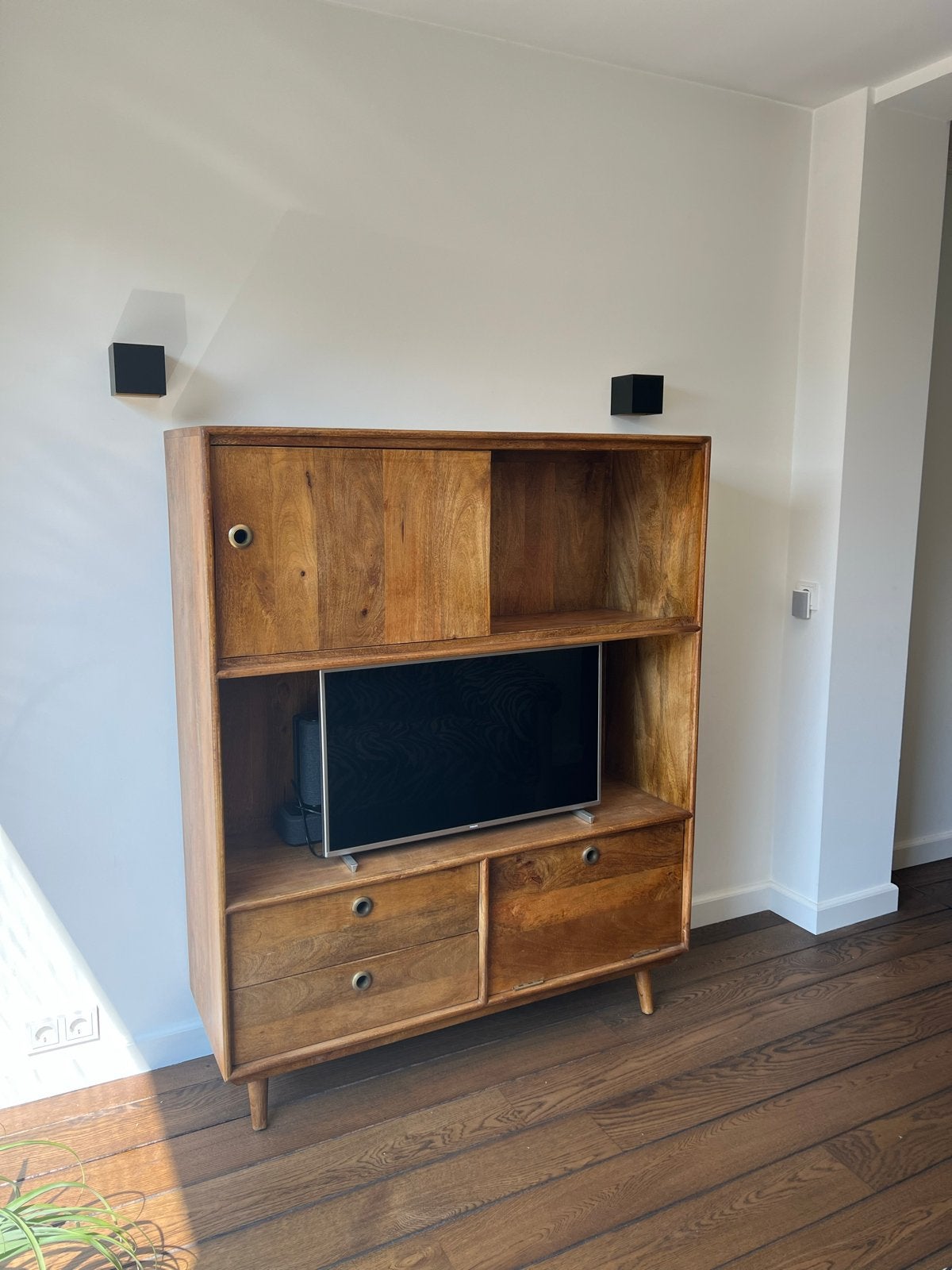 Retro/vintage massiefhoutenkast, Ophalen, Gebruikt, 100 tot 150 cm, 150 tot 200 cm