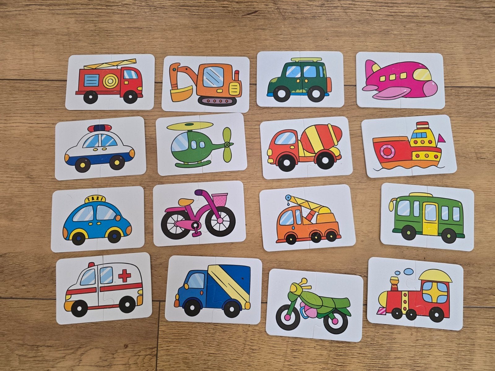 12 Mini Puzzels Verkeer (2 Stukjes) - Ideaal voor Onderweg, Ophalen of Verzenden, Minder dan 10 stukjes, Gebruikt, 2 tot 4 jaar