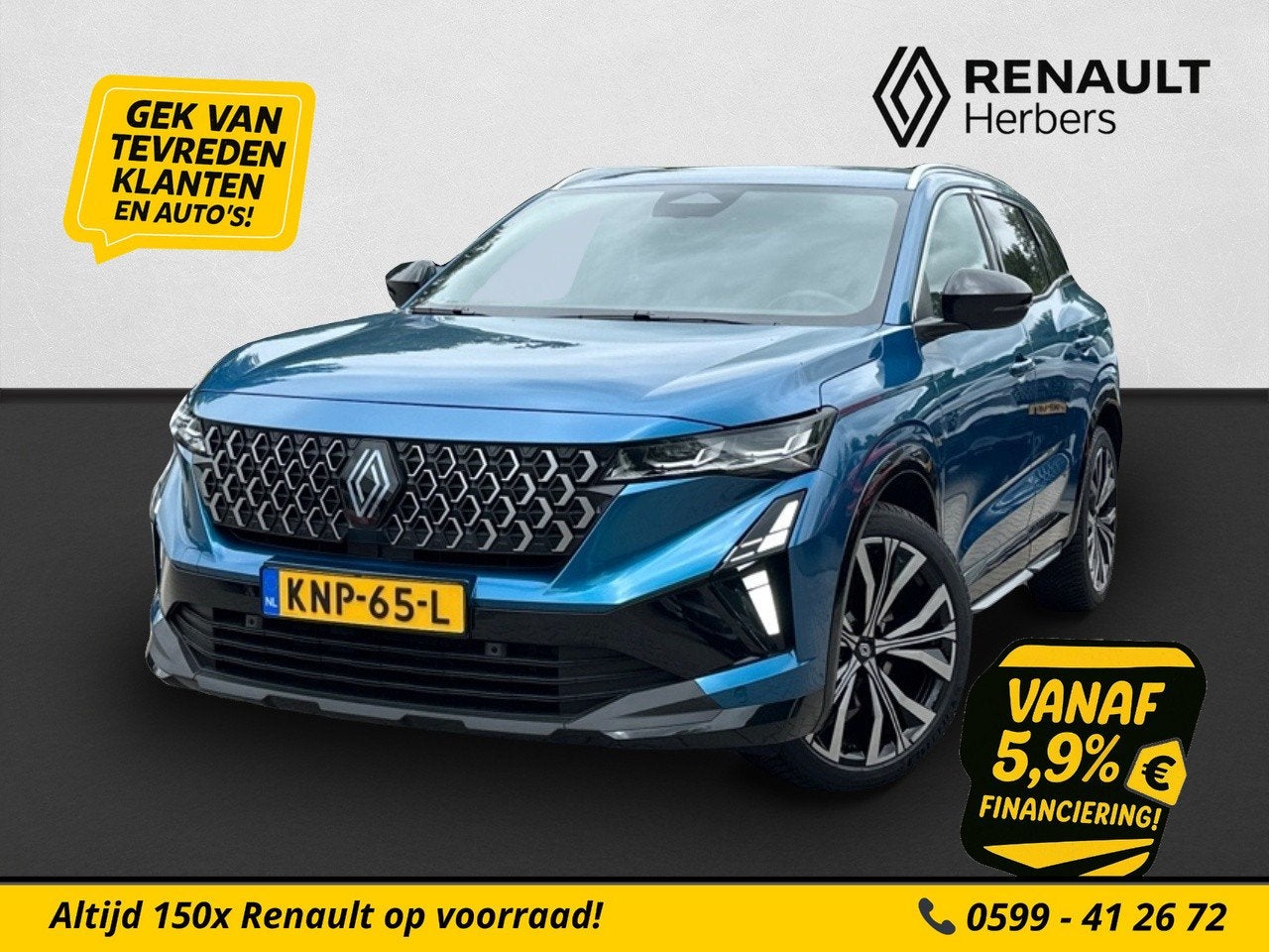 Renault Austral 1.2 E-Tech full hybrid 200 techno NIEUW MODE, Auto's, Gebruikt, 1199 cc, Blauw, Leder en Stof