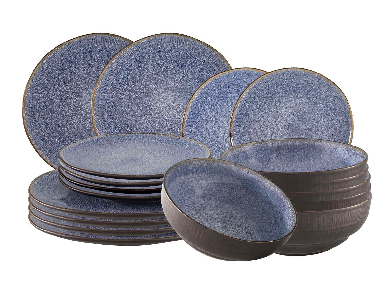 Dinnerset St. Tropez reac. glaze new blue 18-pcs, Ophalen of Verzenden, Zo goed als nieuw, Overige stijlen, Aardewerk