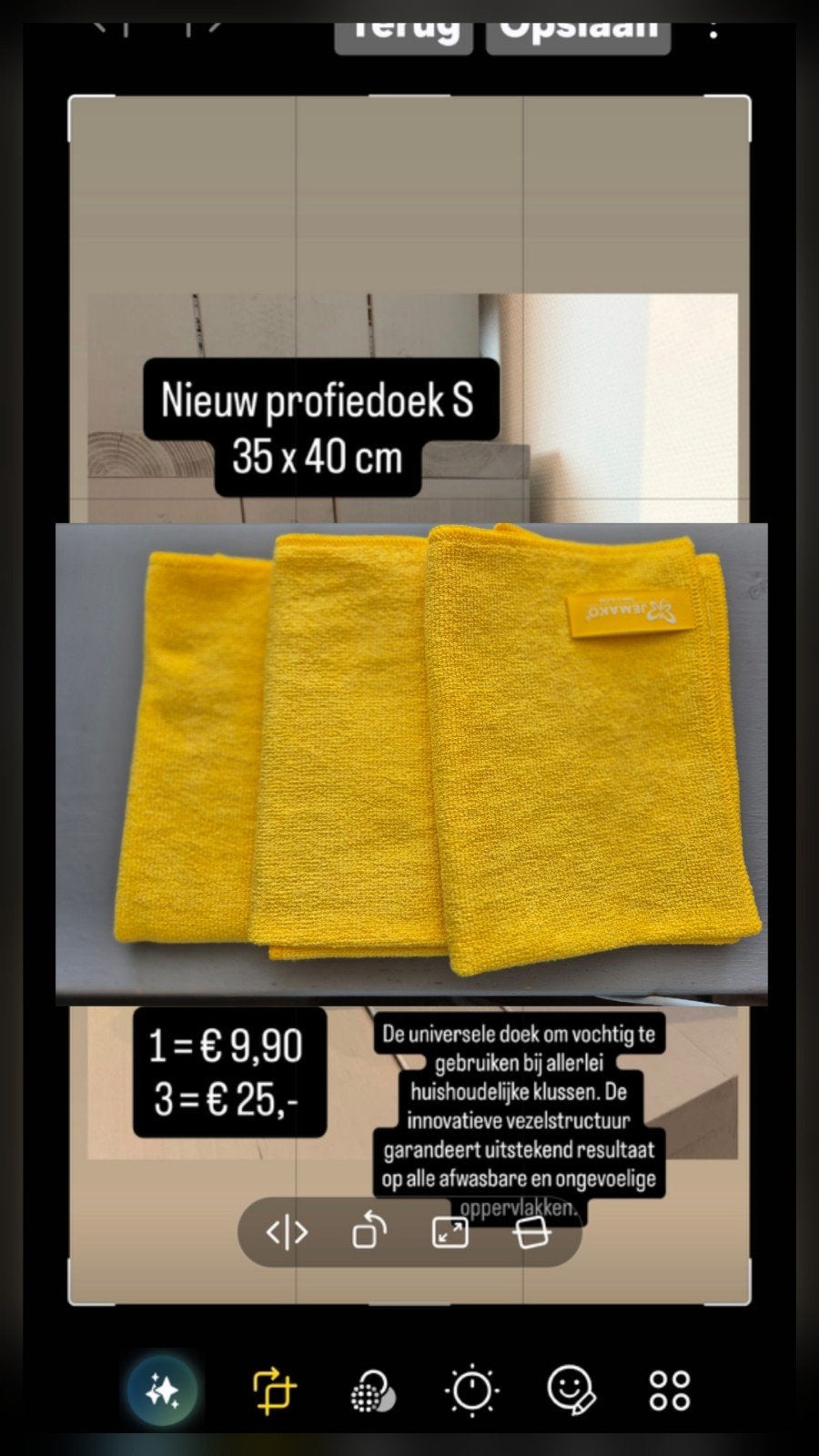 Jemako Nieuw profiedoek S 35 x 40 cm - Universele Schoonmaak, Ophalen of Verzenden, Overige typen