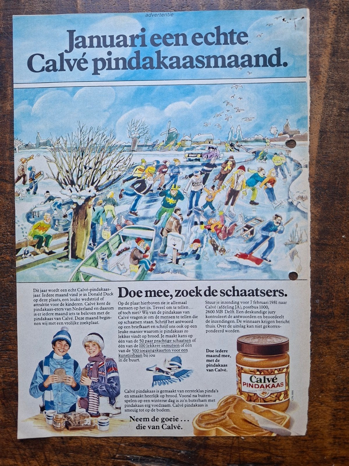 Reclame Calvé pindakaas jaren '70, Verzamelen, Ophalen of Verzenden, Gebruikt, Overige typen