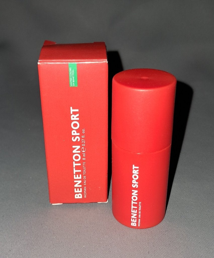 Volle parfum mini Benetton sport + doosje, Ophalen of Verzenden, Zo goed als nieuw, Miniatuur, Gevuld