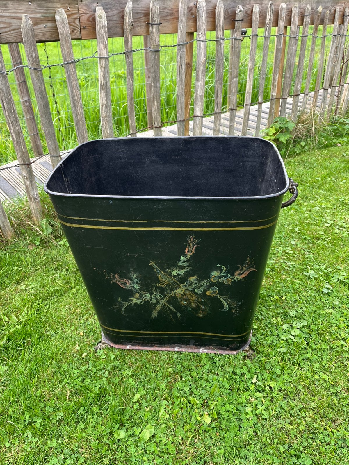Antieke kolenbak, houtbak, turfbak. Bak bij de openhaard, Antiek en Kunst, Ophalen of Verzenden