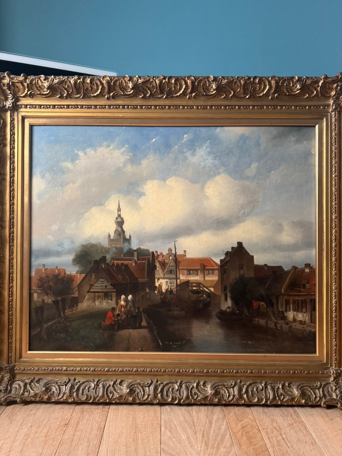 “Gezicht op Overschie” van, Jan Gerard Smits., Antiek en Kunst, Kunst | Schilderijen | Klassiek, Ophalen, Doek, Bijzondere lijst