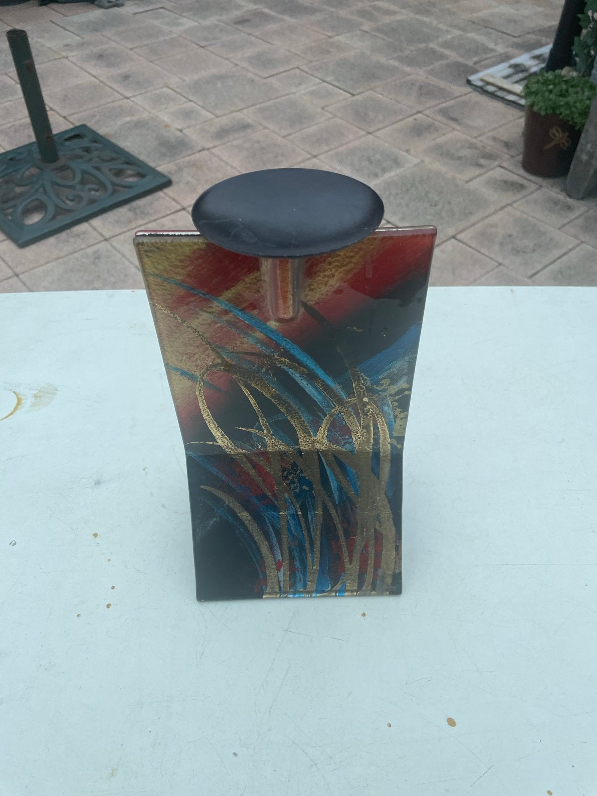 Gilde Glazen Kandelaar - Abstract Design 25 cm, Antiek en Kunst, Ophalen of Verzenden, Glas