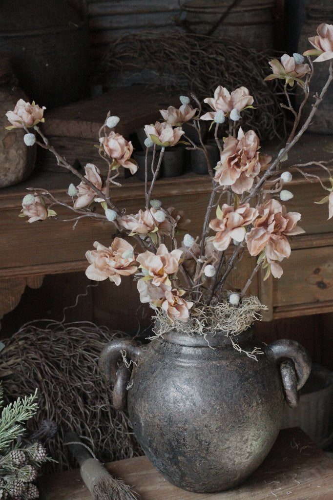 Kruik met ringen, compleet met azalea en tillandsia, Www.jufbrocante.nl, Www.jufbrocante.nl, Nieuw, Ophalen of Verzenden