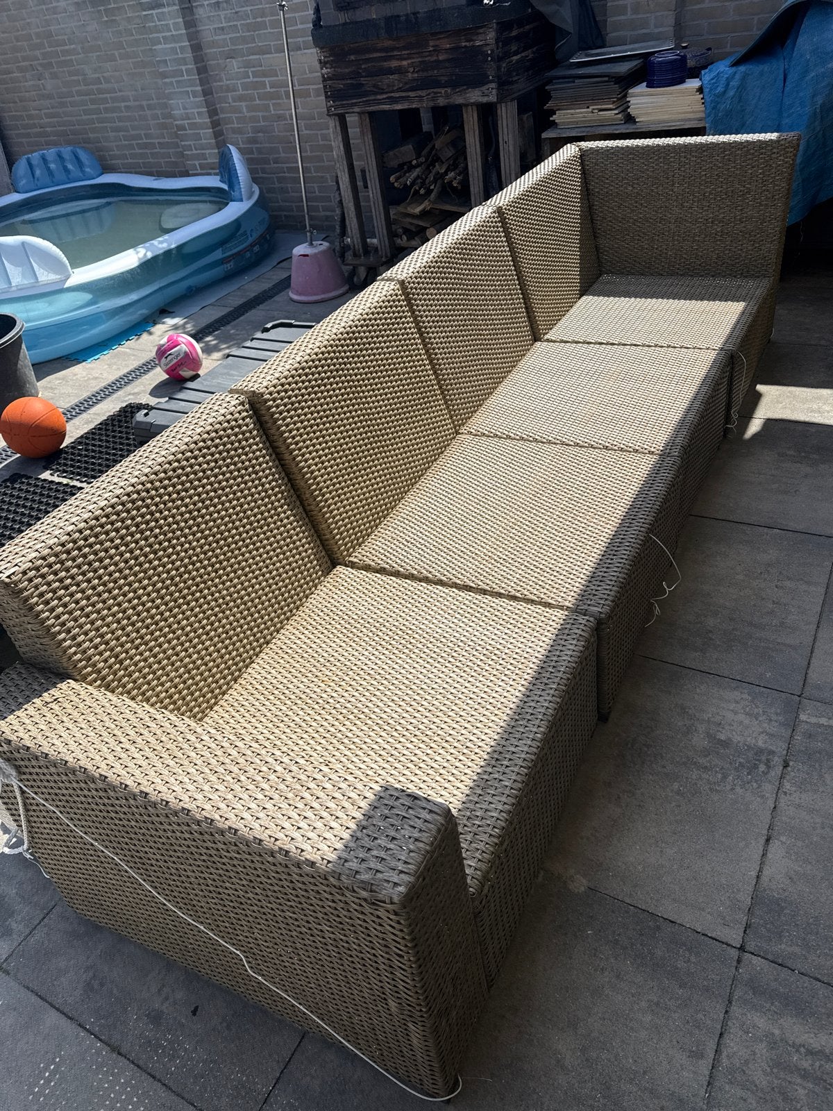 Wicker Loungeset - Modulair en Comfortabel, 4 zitplaatsen, Gebruikt, Ophalen of Verzenden, Loungeset