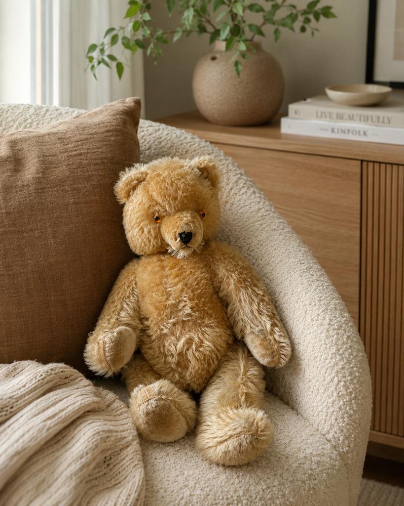 Vintage teddybeer mohair 60 cm glasogen, Ophalen, Zo goed als nieuw, Beeldje, Cherished Teddies