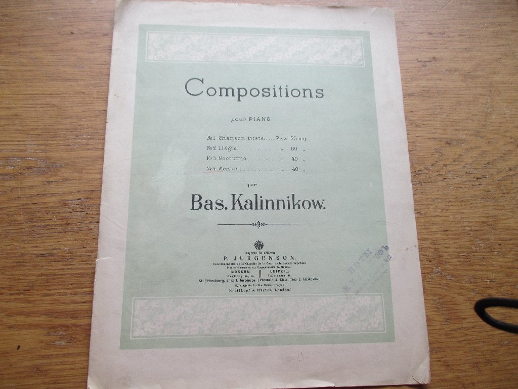 BAS. KALINNIKOW - MENUET  - PIANO, Muziek en Instrumenten, Gebruikt, Klassiek, Ophalen of Verzenden, Artiest of Componist