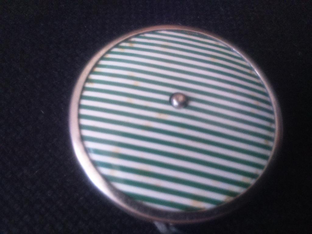 vintage celluloid rolmaat met groen-wit streepmotief, Antiek en Kunst, Ophalen of Verzenden