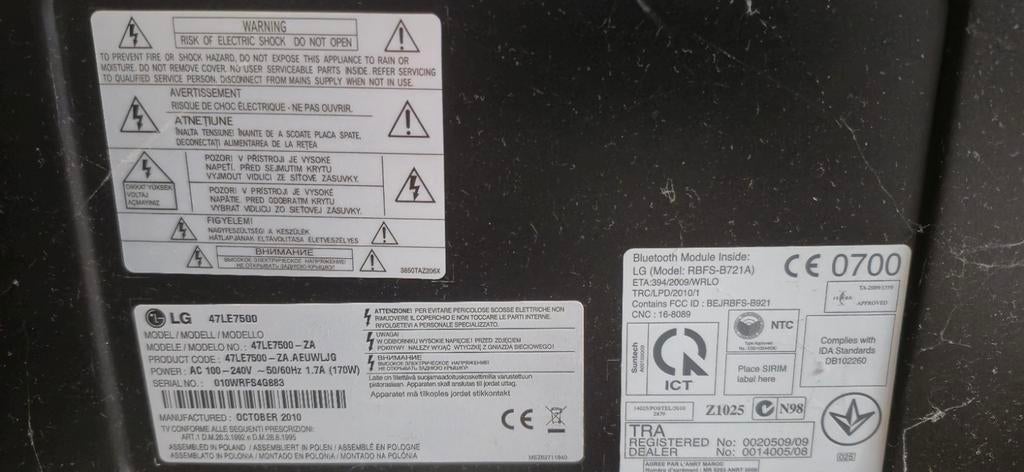 LG tv 47 inch, Ophalen, Gebruikt, 50 Hz, 100 cm of meer