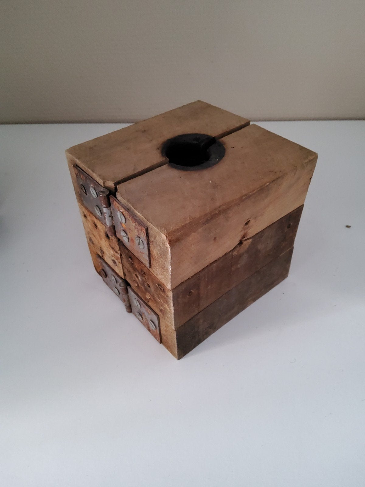 Vintage houten mal met metalen scharnieren, Ophalen of Verzenden