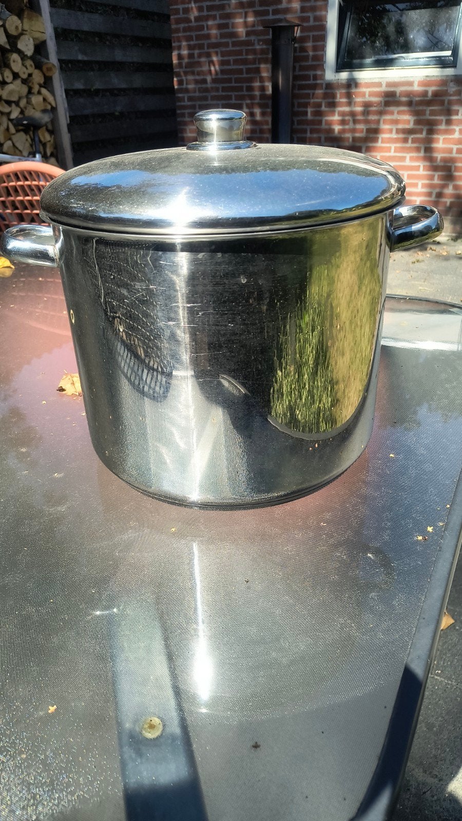 rvs pan 16 ltr met schaalverdeling, Ophalen of Verzenden, Zo goed als nieuw, Rvs