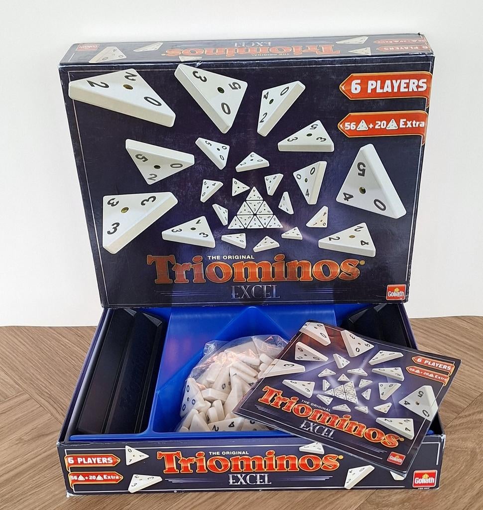 Triominos Excel 6 personen 76 stenen izgst, Vijf spelers of meer, Ophalen of Verzenden, Zo goed als nieuw, Goliath