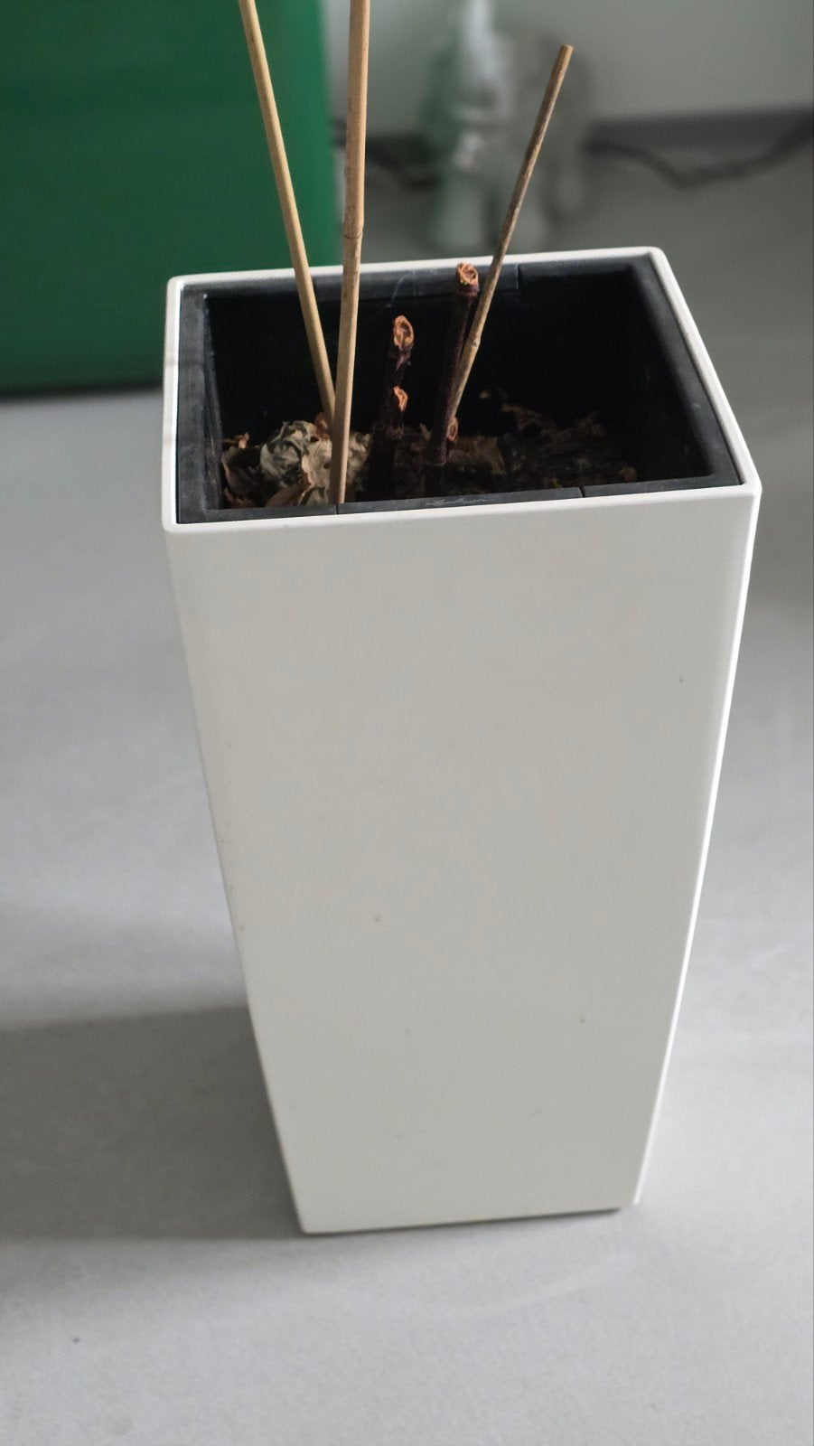 Witte vierkante bloempot - Lechuza Cúbico 30, Tuin en Terras, Kunststof, Gebruikt, Vierkant, Ophalen of Verzenden
