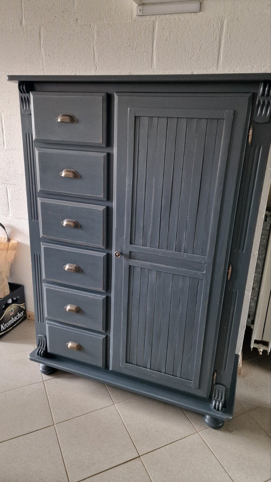 Mooie barok blauwe kast met lades en deuren, Huis en Inrichting, Ophalen, 25 tot 50 cm, 100 tot 150 cm, 200 cm of meer