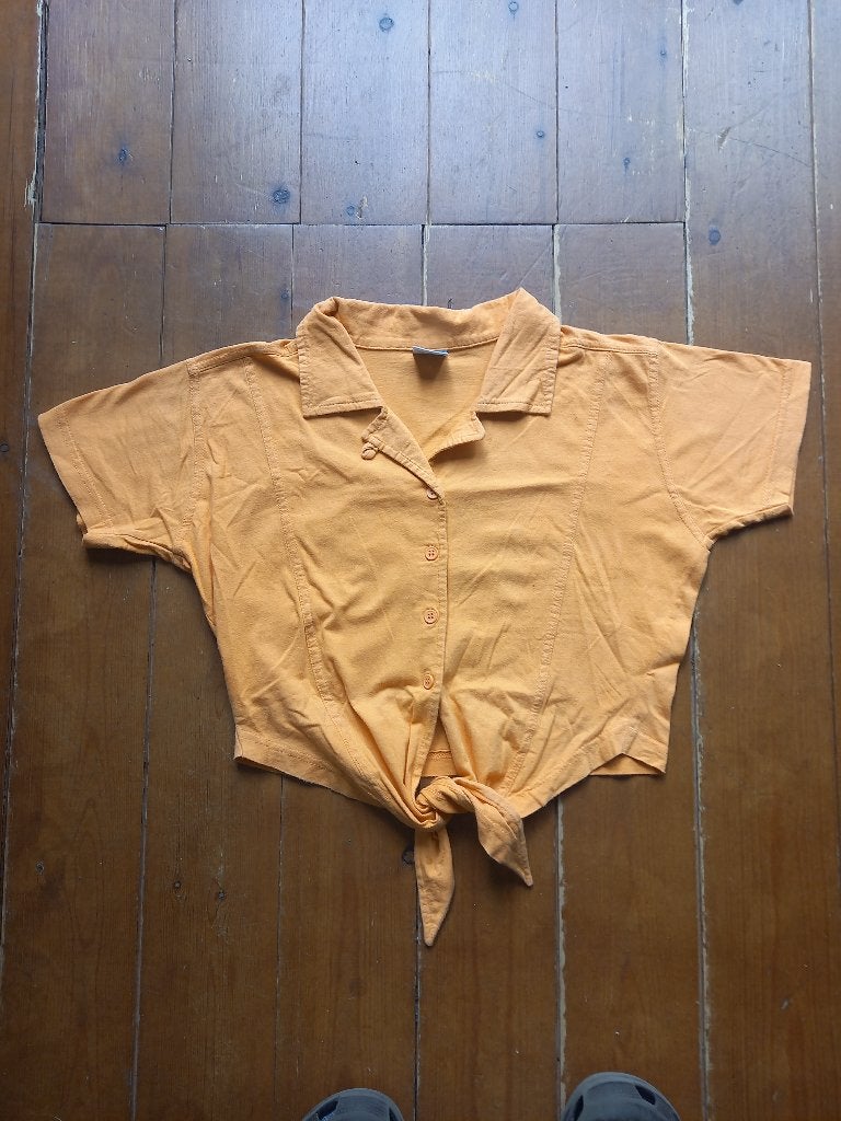 Oranje crop top - Mt S, Kleding | Dames, Oranje, Ophalen of Verzenden, Zo goed als nieuw, Korte mouw