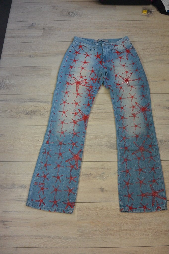 Vintage Versace Zeesterren Jeans – Ittierre – Maat 29/43, Zo goed als nieuw, Versace, W28 - W29 (confectie 36), Verzenden