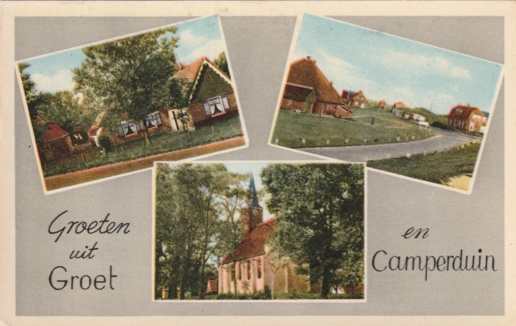 GROET CAMPERDUIN Dorpsgezichten Kerk Groeten kl.f., Verzenden, 1960 tot 1980, Gelopen, Noord-Holland