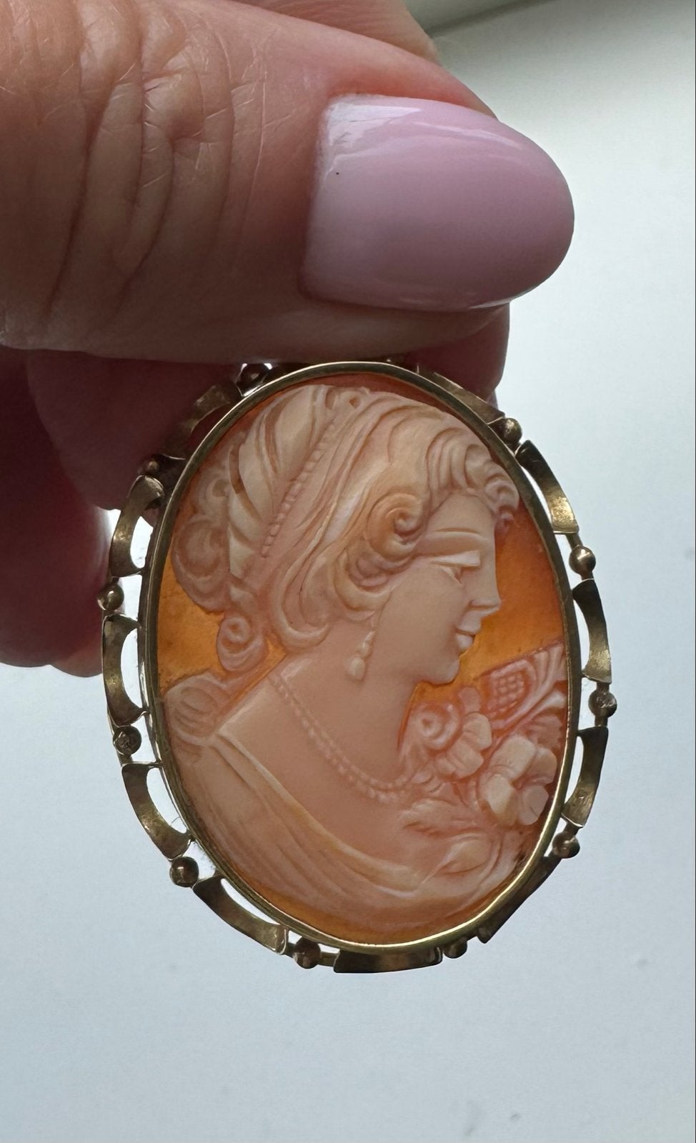 Antieke Camee Hanger met 14 Karaat Gouden Omlijsting, Ophalen, Goud