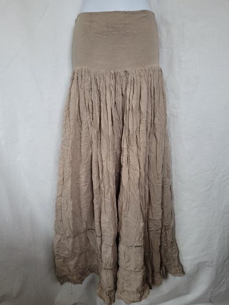 Gave lange beige katoenen rok mt S merk Afrodit, Bruin, ., Ophalen of Verzenden, Zo goed als nieuw