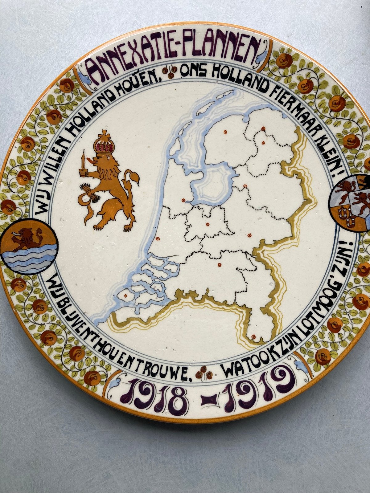 Art Nouveau  Herinneringsbord 1918 1919 Annexatie Holland, Antiek en Kunst, Ophalen