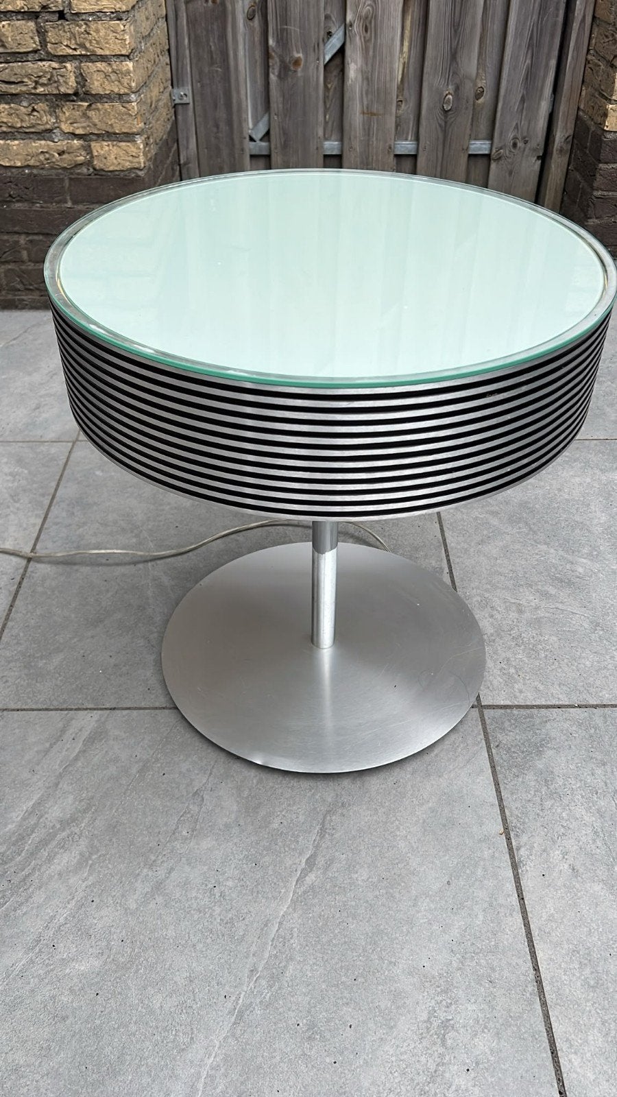 Moderne salontafel met geïntegreerde verlichting - Ø 50cm, Ophalen, Gebruikt, Glas, Modern
