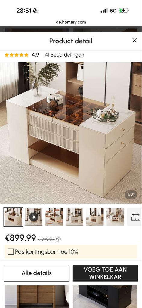 Luxe Make-up Tafel met Opbergruimte en Laden, 100 tot 150 cm, Nieuw, Ophalen of Verzenden, Glas