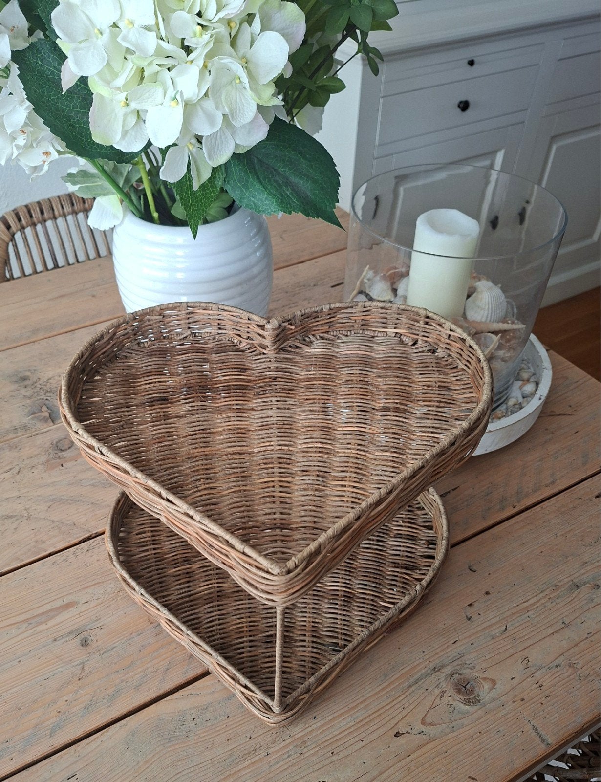 Riviera Maison etagere in hartvorm, Huis en Inrichting, Woonaccessoires | Overige, Ophalen, Natuurlijk materiaal, Bruin, Landelijk