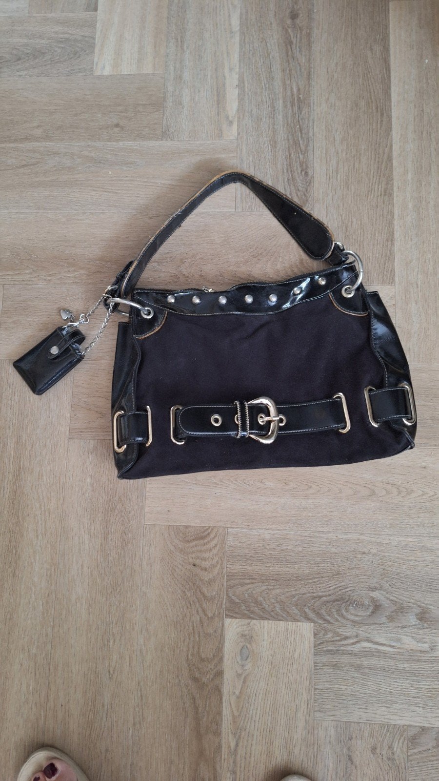 Kathy Van Zeeland Zwarte Handtas met Studs en Gesp, Sieraden, Tassen en Uiterlijk, Ophalen of Verzenden
