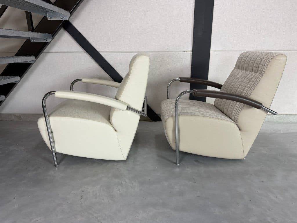 Leolux Scylla fauteuils met hocker - stof en leer, Ophalen, Marinus Dammeweg 42, 5928 PW Venlo, Nederland, Info@leolux.nl, 75 tot 100 cm