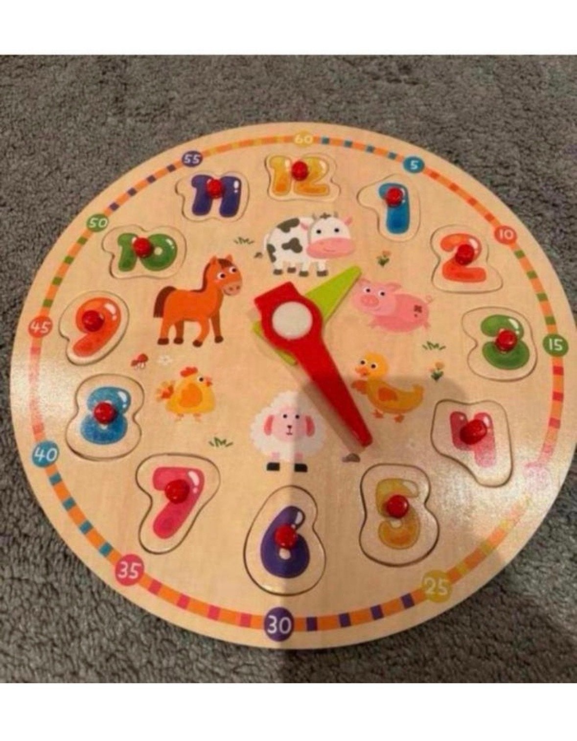 Houten leerpuzzel dieren klok - Educatief speelgoed, Ophalen of Verzenden, Nieuw, Puzzelen