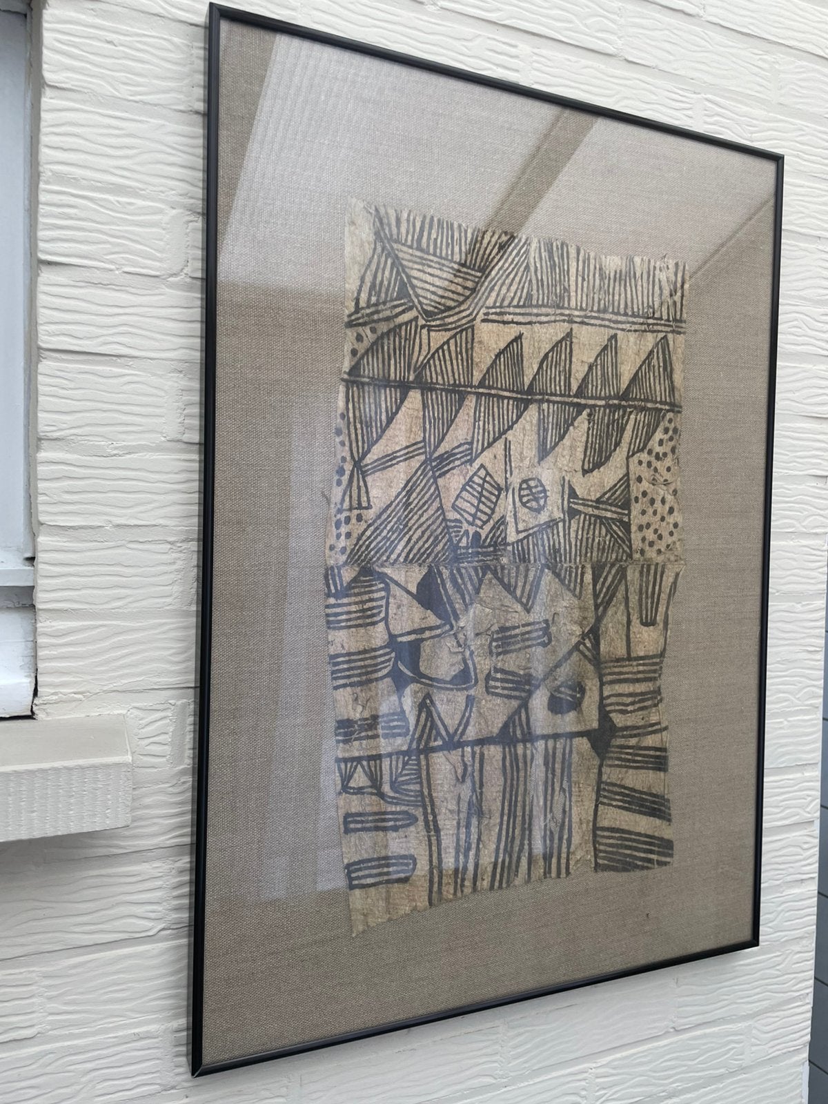 Mbuti - schilderij op boomschorsdoek, Antiek en Kunst, Kunst | Niet-Westerse kunst, Ophalen