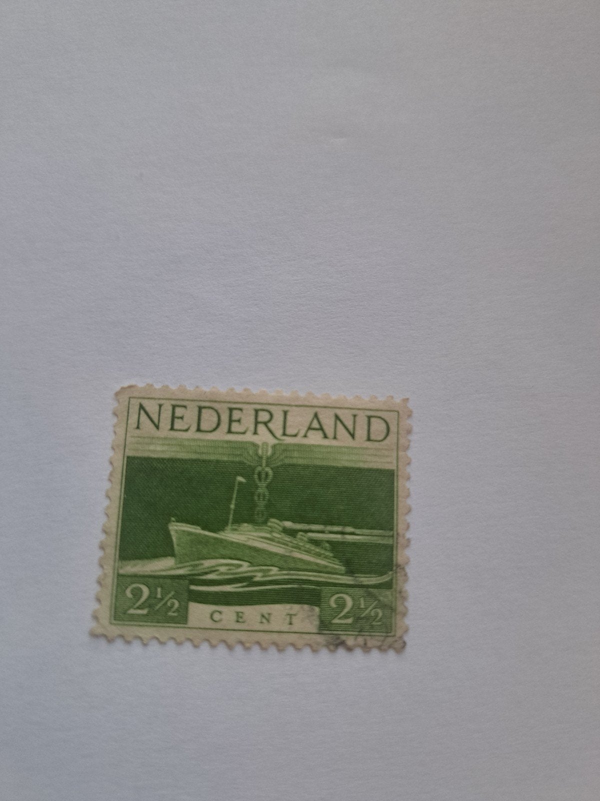 Nederlandse postzegel 2,5 cent met schip, Postzegels en Munten, Ophalen of Verzenden, T/m 1940, Gestempeld