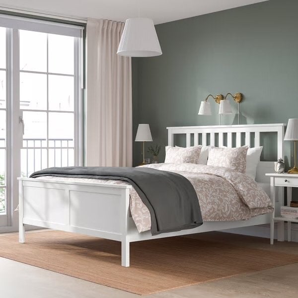 IKEA Hemnes bedframe wit 140x200 cm, Ophalen, Wit, Tweepersoons, 140 cm