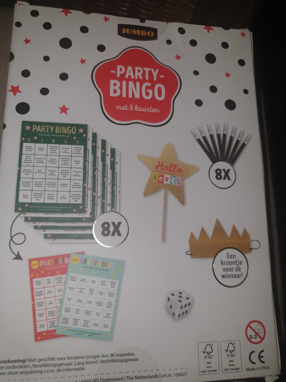 Jumbo Party Bingo Kerstspel met 8 kaarten, Vijf spelers of meer, Ophalen of Verzenden, Zo goed als nieuw, Jumbo