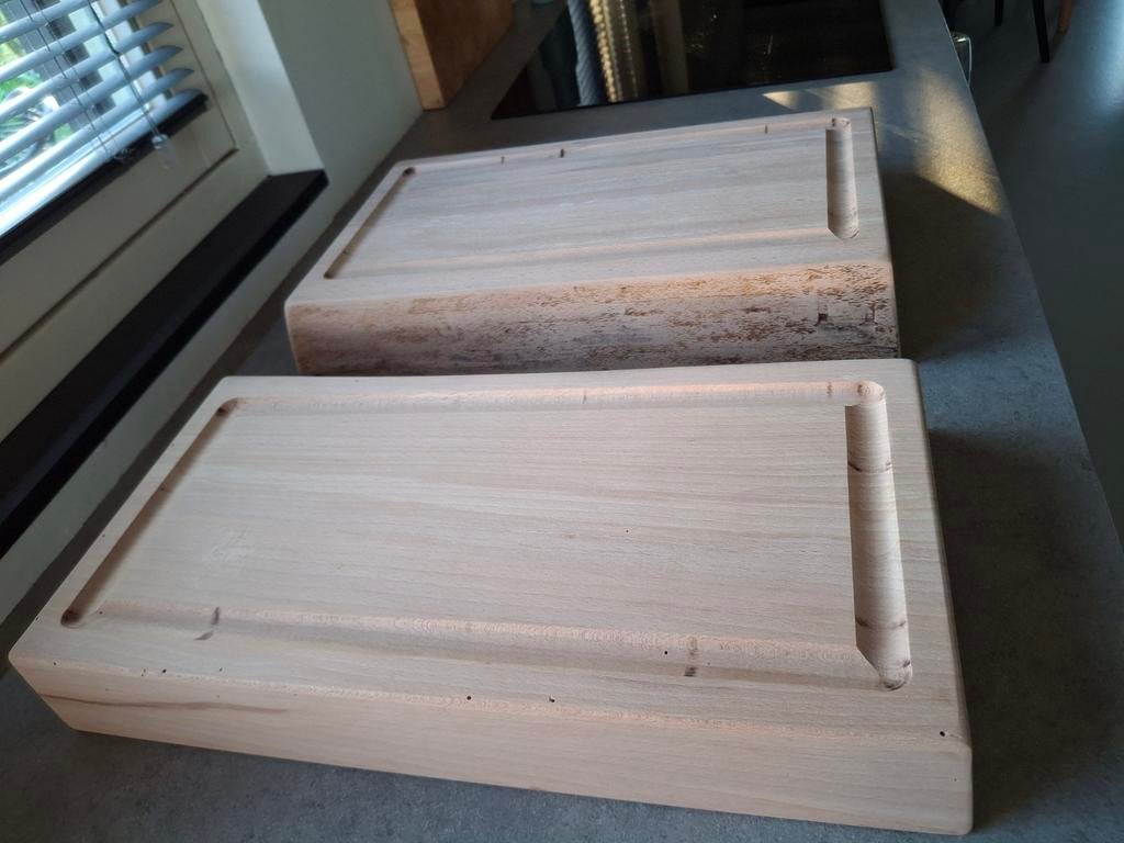 2x Professioneel Eiken Hakblok/Snijplank - 8cm-Ambachtelijk, Hout, Snij-/serveerplank, Nieuw, Ophalen of Verzenden