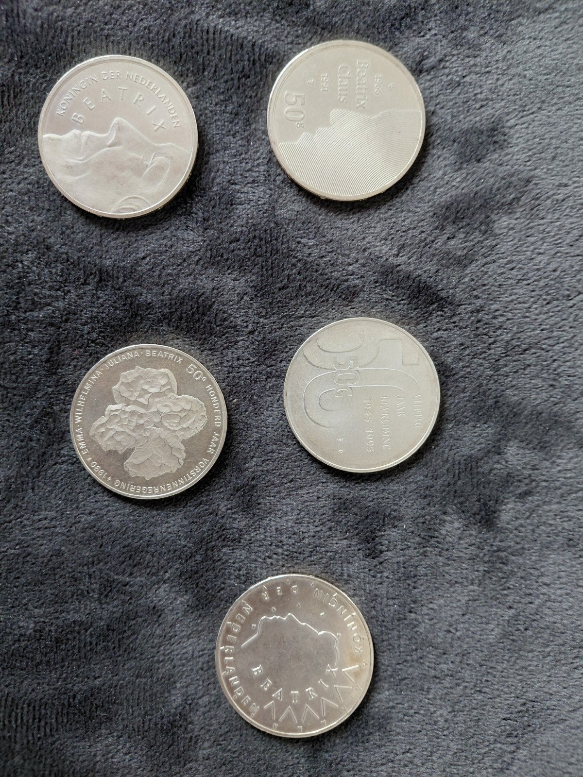 5x Zilveren 50 Gulden Munten - Bieden naar waarde, Setje, Koningin Beatrix, Zilver, Ophalen of Verzenden