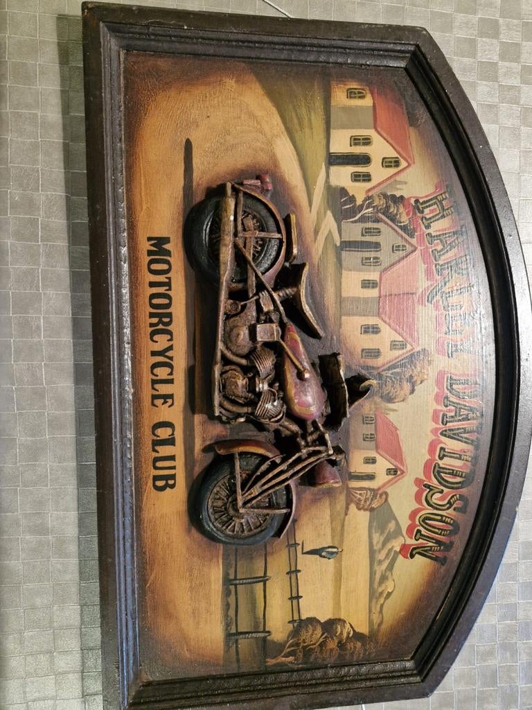 Motorclub poster met lijst, Ophalen, Minder dan 50 cm, Foto of Poster, Minder dan 50 cm