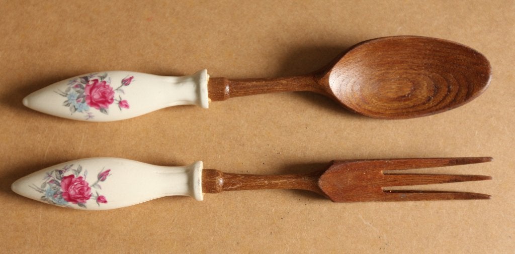 Bestekset., Ophalen of Verzenden, Gebruikt, Hout, Bestekset