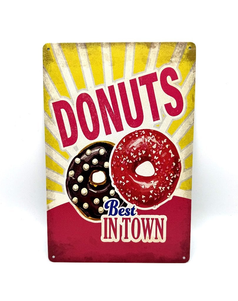 Donuts best in town bord | 20x30 | keuken cafe bar, Ophalen of Verzenden, Nieuw, Reclamebord