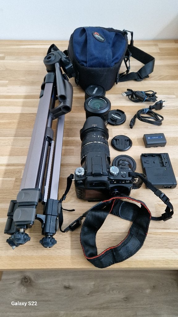 Complete Sony Alpha A100 DSLR + Tamron 28-300mm + statief, Ingebouwde flitser, Gebruikt, Spiegelreflex, 10 megapixels