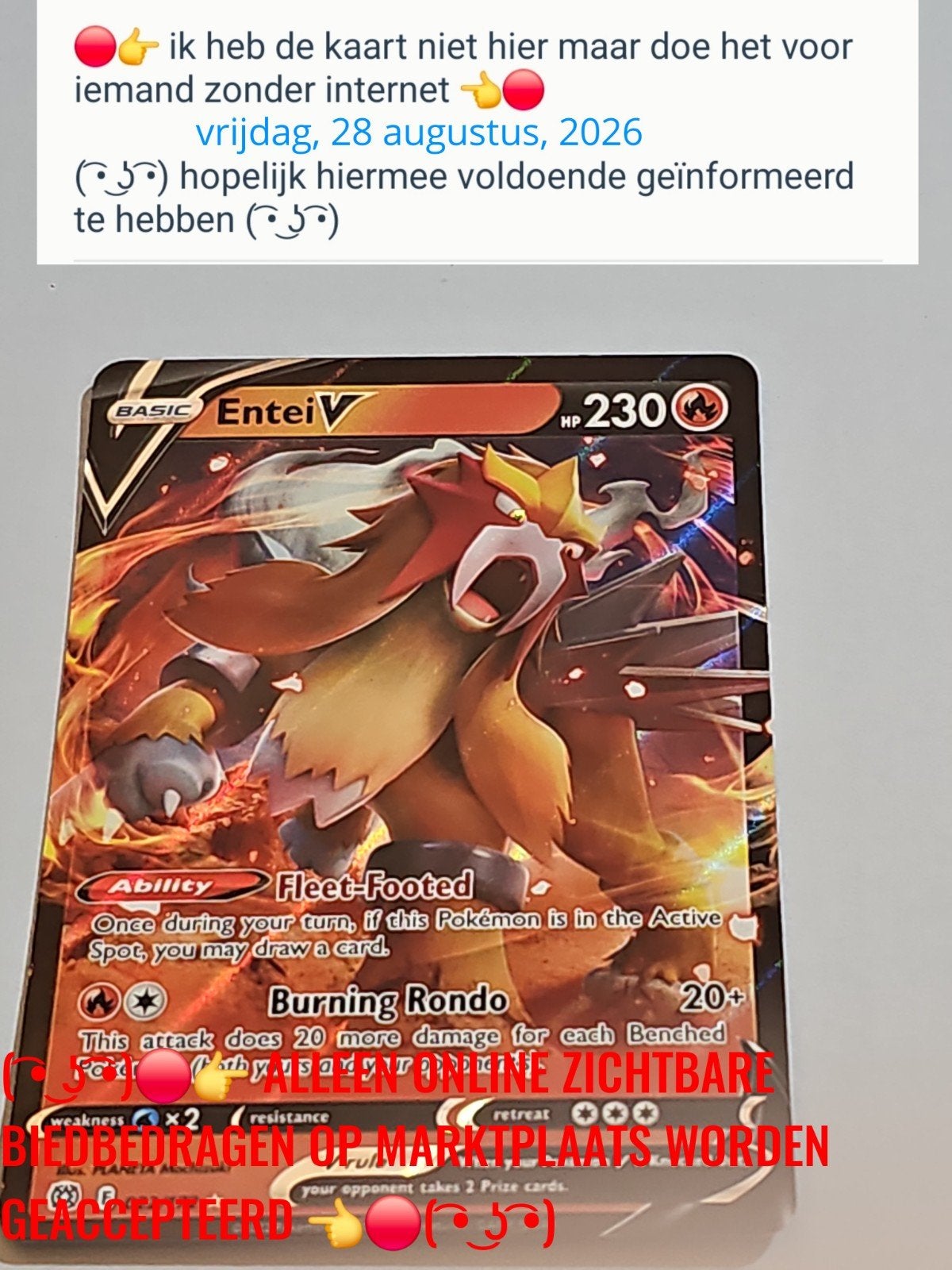 ( ͡• ͜ʖ ͡•)️ entei V #022/172 : pokemonkaart, Hobby en Vrije tijd, Verzamelkaartspellen | Pokémon, Verzenden, Losse kaart