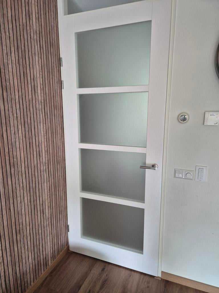 Krepel opdekdeur linksdraaiend met glas, 231,5x93cm, Doe-het-zelf en Verbouw, Deuren en Horren, Ophalen, 80 tot 100 cm, 215 cm of meer