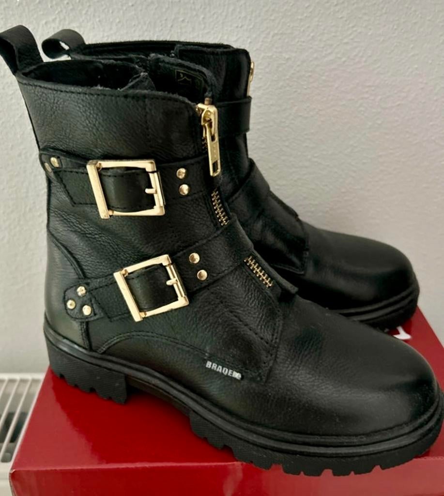 Nieuw!! Braqeez Meisjes enkellaars, zwart leer maat 32, Meisje, Nieuw, Ophalen of Verzenden, Laarzen