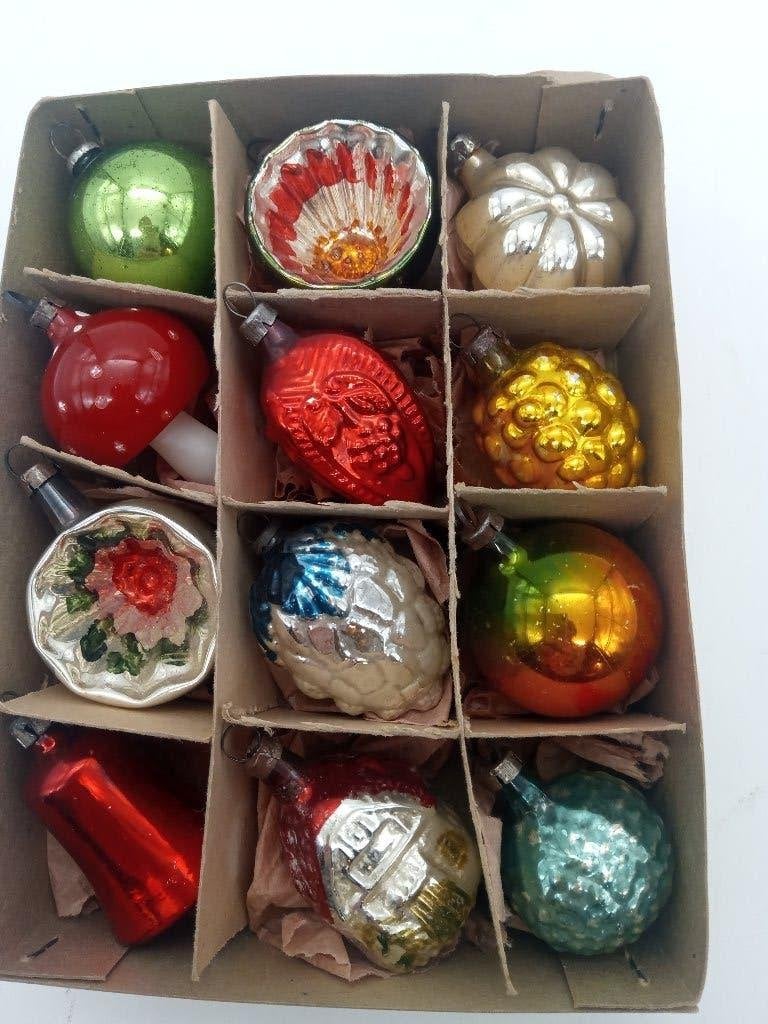 Zeer mooie oude feathertree kerstballetjes, Ophalen of Verzenden, Gebruikt