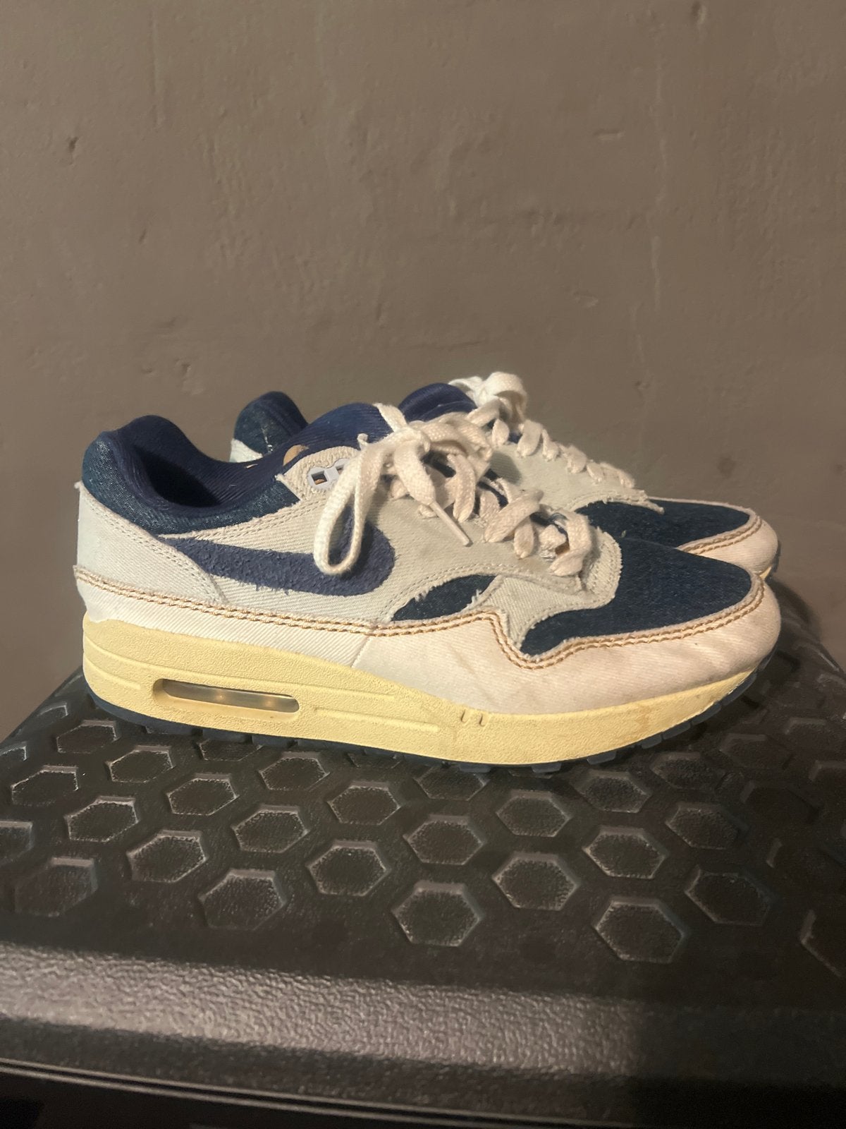 Nike Air Max 1 Denim Navy/Light Blue - Maat 40,5, Ophalen of Verzenden, Gedragen, Blauw